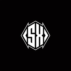 Naklejka premium SX Logo monogram with shield shape designs template