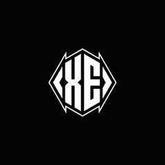XE Logo monogram with shield shape designs template