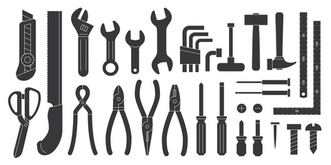 Various types of tool icon set