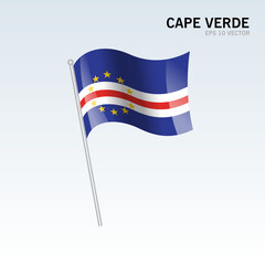 Cabo Verde waving flag isolated on gray background