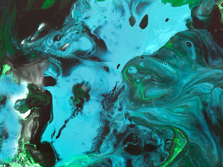 Blue and green painting creative abstract hand painted background