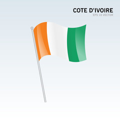 Cote d'Ivoire waving flag isolated on gray background