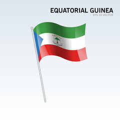 Equatorial Guinea waving flag isolated on gray background