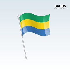 Gabon waving flag isolated on gray background