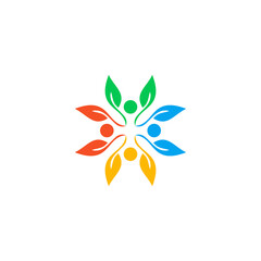 Leaf circle and people logo. Good for social community health.