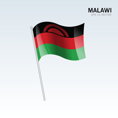 Malawi waving flag isolated on gray background
