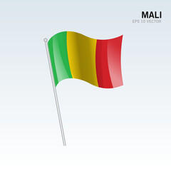 Mali waving flag isolated on gray background