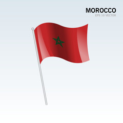 Morocco waving flag isolated on gray background