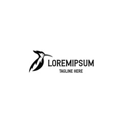 Bird logo design template. Awesome a hoopoe bird logo. A bird line art logotype.