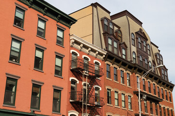 Fototapeta na wymiar Row of a Variety of Old Beautiful Buildings in Downtown Hoboken New Jersey