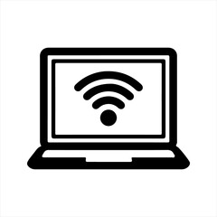 Network connection icon, black. Vector and glyph