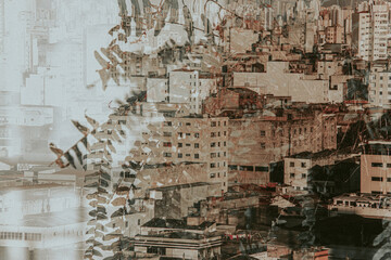 view of the city in multiple exposure