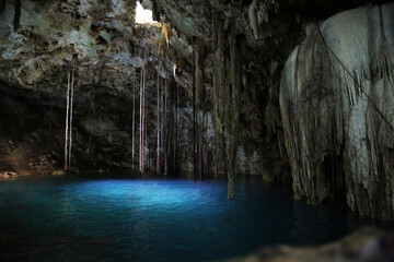 The characteristic cenotes of the Mexican peninsula of Yucatan