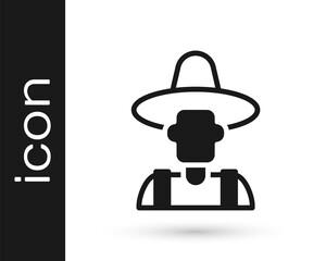 Black Farmer in the hat icon isolated on white background. Vector