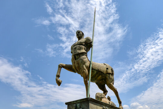 Archaeological Park of Pompeii. Mitoraj centaur statue in the forum. Campania, Italy