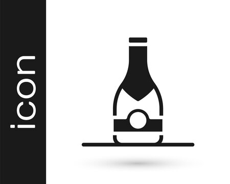 Black Champagne bottle icon isolated on white background. Vector