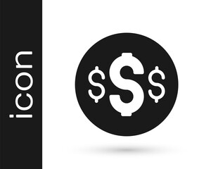 Black Dollar symbol icon isolated on white background. Cash and money, wealth, payment symbol. Casino gambling. Vector