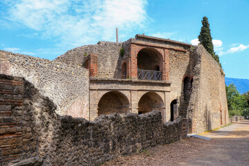 Fototapeta na wymiar Archaeological Park of Pompeii. The Triangular Forum. Campania, Italy