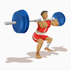 Weightlifter man training his strength isolated on white background.Athletes Sportswoman Games Set. Sporting Championship People Set Competition. Sport Infographic Gymnastic events Vector Image
