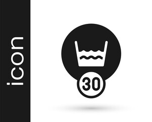 Black Washing under 30 degrees celsius icon isolated on white background. Temperature wash. Vector