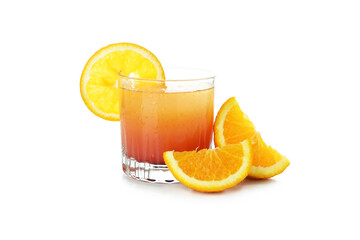 Tequila sunrise cocktail isolated on white background