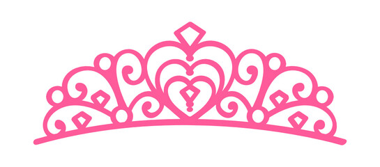 Pink Princess Tiara Queen Crown Vector - obrazy, fototapety, plakaty