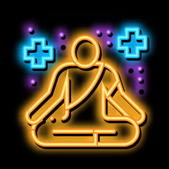 Yoga Men for Healing neon light sign vector. Glowing bright icon Yoga Men for Healing Sign. transparent symbol illustration