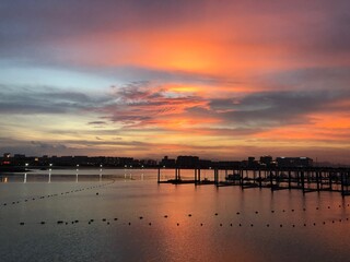 sunset over the river