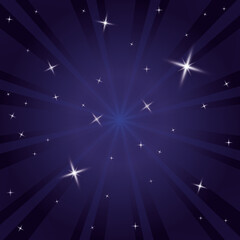Fototapeta premium background of starburst rays in shades of blue with stars