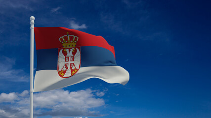 Serbian flag, waving in the wind - 3d rendering - CGI