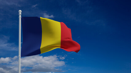 Romanian flag, waving in the wind - 3d rendering - CGI