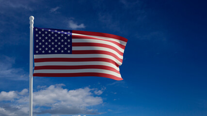 American flag, waving in the wind - 3d rendering - CGI