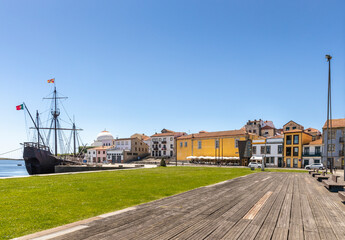 Fototapeta na wymiar The historic ship docked in Vila do Conde, Porto district, Portugal