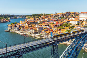 Fototapeta premium Beautiful panorama of Porto with famous bridge in the foreground, Portugal