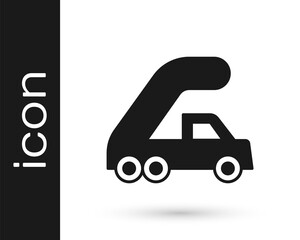 Black Passenger ladder for plane boarding icon isolated on white background. Airport stair travel. Vector