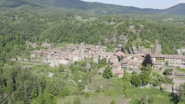 Overview of Rupit, a medieval village in the middle of nature. Catalonia, Osona Spain