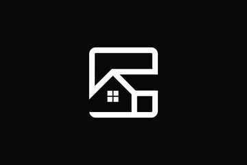 Logo design of C in vector for construction, home, real estate, building, property. creative elegant Monogram. Premium Business home logo icon. White color on black background.