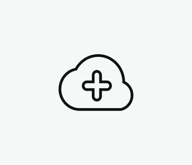 Adding cloud vector icon. Editable stroke. Symbol in Line Art Style for Design, Presentation, Website or Apps Elements, Logo. Pixel vector graphics - Vector
