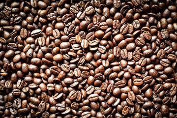 Roasted Coffee Beans background texture. 