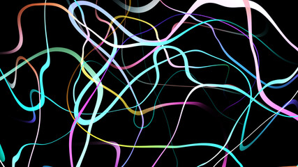 Multi color curve wave line gradient abstract on black background.