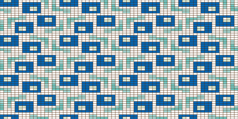 Pixel art. Organic motif, botanical motif background. Seamless pattern.Vector.ピクセルアートのスタイリッシュな有機的パターン