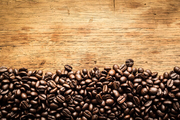 coffee beans on wooden table