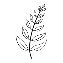 Ecology leaf concept. Isolated on white background. Vector botanical illustration. Hand-drawn doodle floral elements. Spring and summer flower and plant vector in line art outline style. 