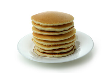 Stack of pancakes isolated on white background