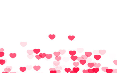 Valentine day pink red hearts on white background.