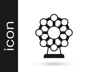 Black Ferris wheel icon isolated on white background. Amusement park. Childrens entertainment playground, recreation park. Vector