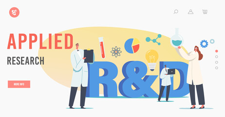 R&D, Laboratory Research and Development Landing Page Template. Medicine Investigations, Scientists Working in Lab