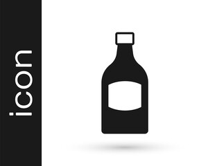 Black Beer bottle icon isolated on white background. Vector