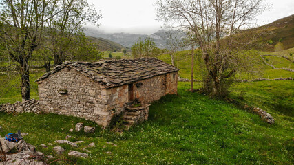 Pasiega Mountains in the north of Spain from a Drone view