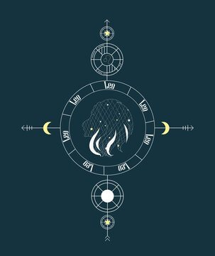 Leo. Vector graphic illustrations of horoscope signs. Zodiac signs.